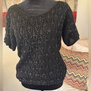 Vintage Large 100% Wool Sequin and Beaded Embellished shirt Made in Hong Kong